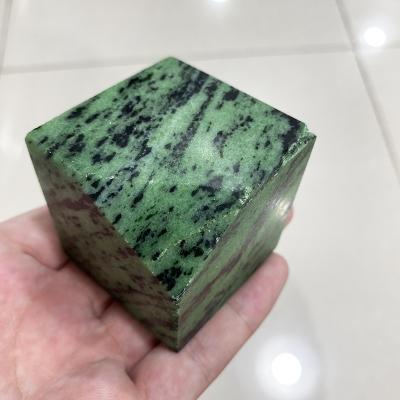 China China Crystal Block For Decoration Wholesale Natural Crystal Heptahedron Red And Green Stone Cube for sale