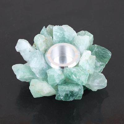 China China Best Selling Healing Home Decoration Crystal Candlestick For Wedding Gift Natural Green for sale