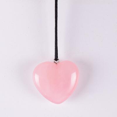 China Wholesale Healing Crystal Pendant Natural Rose Quartz Crystal Heart Pendant Necklace from China beautiful for sale