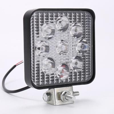 China 6063 Die Casting Aluminum Alloy Housing 27W 9 LED Work Light Headlights Spotlights 3Inch IP67 Waterproof 9LED Square Truck Offroad Work Lights for sale