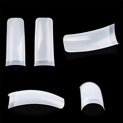 China 100 Pcs Coffin Size Thin Clear French Nails Long Nails Clear Natural Thin Tips Nails for sale