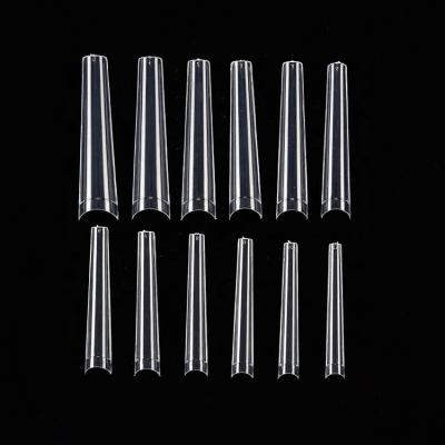 China 504pcs thin clear clear no no fake c-curve xxl coffin nail tips artificial false nail tips 3XL XXXL for sale