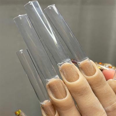 China xxl thin clear curve xxl c straight clear artificial coffin fake tips no flat c square nail tips for sale