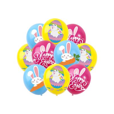 China Promotional Toy Easter Bunny Egg Themed Printed 12 Inch Latex Balloon Set For Holiday Party Decorations for sale