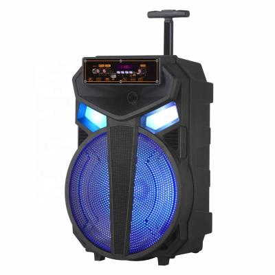 China Manufacturer Direct Supply LED Flashing Light Yibok Portable 12 Inch Karaoke System Equipment Multifunctional Speaker High Quality Cart Sounds for sale