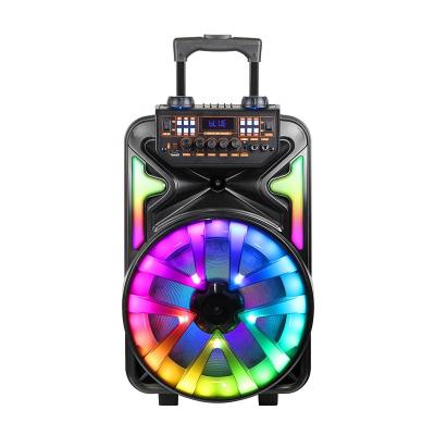 China Subwoofer 15Inch Bass Box Portable Trolley Speaker Wireless Portable High Fidelity Speakers Private LED Flashing Light Models With Wheels for sale