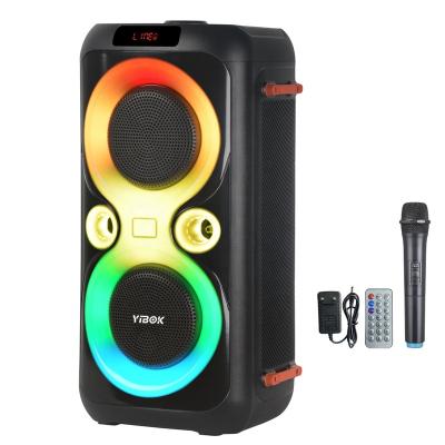 China Private Model Double LED Flashing Light 6.5 Inch Portable View Partybox Speakers Lights Outdoor Party Speaker With Microphone for sale