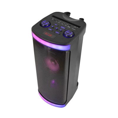 China 6.5 Inch Dual 6.5 Inch Flame Light LED Flashing Light PA Portable Battery Operated Plastic Conduction FBT Radio System Active Subwoofer Speaker For Car for sale