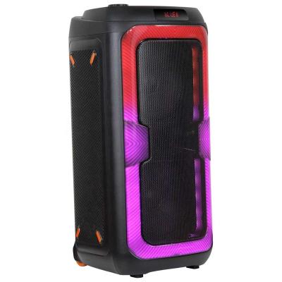 China Manufacture Original Double LED Flashing Light Guangzhou Big Powered Speaker Bass Party Box Portable Trolley 8 Inch Speaker With Remote Control for sale