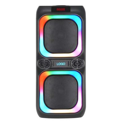 China Double Flashing Light Yibok LED Super Bass Cart Speaker Karaoke Subwoofer Party Stage DJ 8 Inch Portable Music Outdoor Stereo Audio System for sale