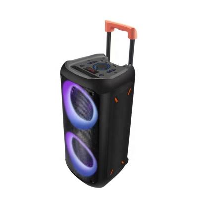 China Customized Portable Microphone Wireless Trolley Wireless Trolley Sound Audio System LED Flashing Light Power Battery Plastic Box Speakers Active Speaker With USB for sale