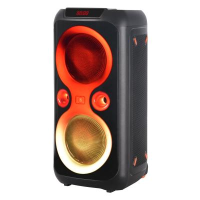 China Hot Sale 8 Inch High Quality Trolley Speaker Box Radio Dual Rechargeable Battery LED Flashing Light Stage Partybox Speakers for sale