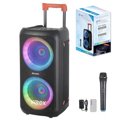 China Profecional Portable Dual 8 Inch Trolley LED Flashing Light Party Radio Speakers Bag For Large Indoor And Outdoor Empty Speaker Cabinets for sale