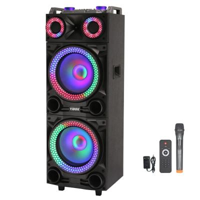 China Model 100W Customized Available Double LED Flashing Light Portable 12 Inch BT Speaker High Power Sound Box Speaker With LED Karaoke Player Light for sale