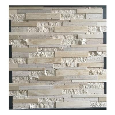 China Modern Natural Beige Color Travertine Wall Cladding Marble Stone Veneer for sale