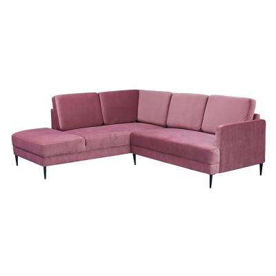 China Pink Velvet Sofa Living Room Lounge Furniture Modular Sofa L Shaped Corner Fabric Sectional for sale