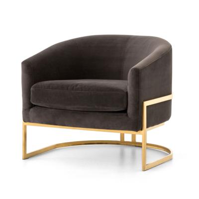 China French Modern Gold Frame Furniture Metal Frame Armchair Velvet Cover Leisure Gold Chairs for sale