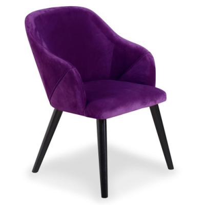 China Fabric Dining Chair High Back Carver Chairs Purple Fabric Velvet Restaurant Restaurant Furniture Dining Chair for sale