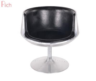 China Modern Black Modern Bar Swivel Counter Height Chairs Height Aluminum Counter Stool Metallic Furniture Elegant Leather Bar Chair for sale