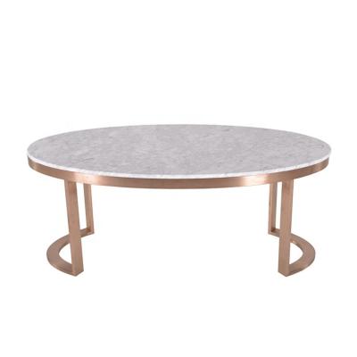 China Min Century Living Room Rose Gold Metal Shape Tea Table Oval Modern Marble Coffee Table Coffee Table for sale