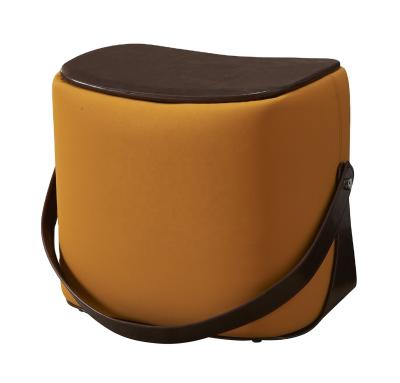 China Contemporary Stylish Saddle China Fabric Leather Barrel Stool Bedroom Furniture Living Room Stool for sale