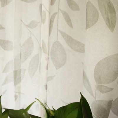 China Sheer solid curtain fabric with beautiful printing on sheer fabric used for window curtain panel for sale