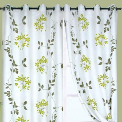 China Sheer solid curtain fabric with beautiful flower print on heavy fabric used for window curtain panel for sale