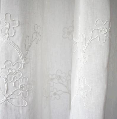 China One tone embroidery sheer curtain fabric on heavy fabric used for window curtain panel for sale