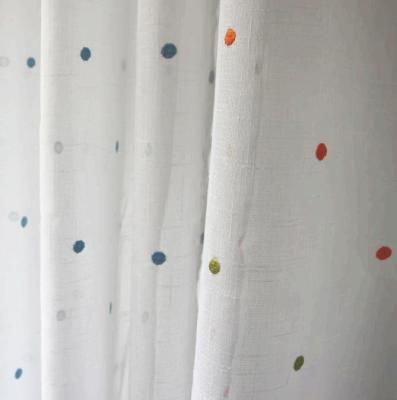 China One tone dot embroidery sheer curtain fabric on rustico fabric used for window curtain panel for sale