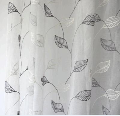 China Two tone embroidery sheer curtain fabric on duoli sheer fabric used for window curtain panel for sale