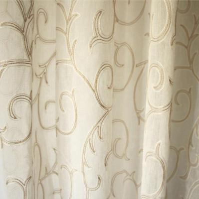 China Two tone embroidery sheer curtain fabric on sheer fabric used for window curtain panel for sale