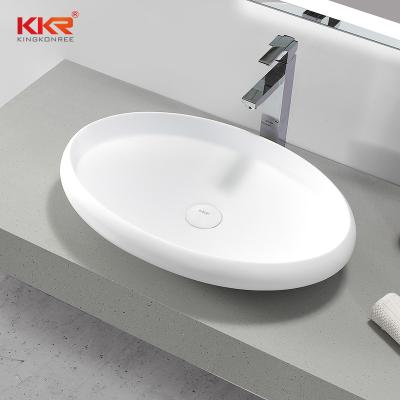 China Polished Modern Hung Acrylic Solid Surface Wash Basin Wall Bathrooms Hotel Artificial Stone Wash Sink for sale