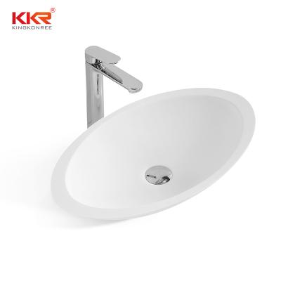 China Bathroom Small Size White Black Resin Vessel Wash Sink Polished Stone Bowl for sale