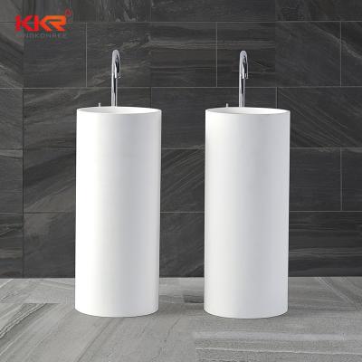 China Luxury Stone Bathroom Basin Polished Free Standing Round Pedestal Basin China Manufacturer for sale