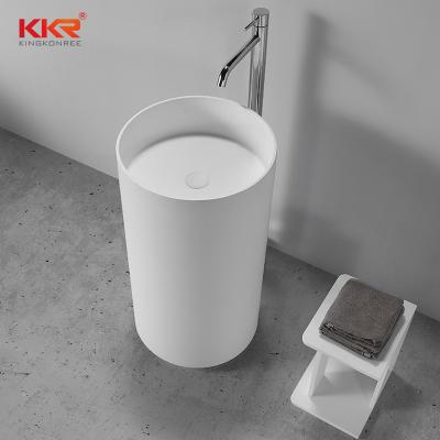 China KKR Sanitary Ware Solid Surface Cylinder Polished Freestanding Basin for sale