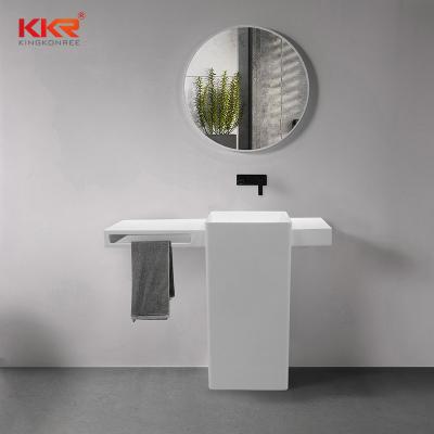 China Hotel Bathroom Modern Design Polished Acrylic Freestanding Basin Solid Outdoor Sink for sale