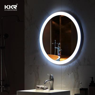 China 2020 KKR Smart Magnifying Mirror Hotel Decoration Led Bathroom Mirror With Demister System Touching Mirror Australia for sale