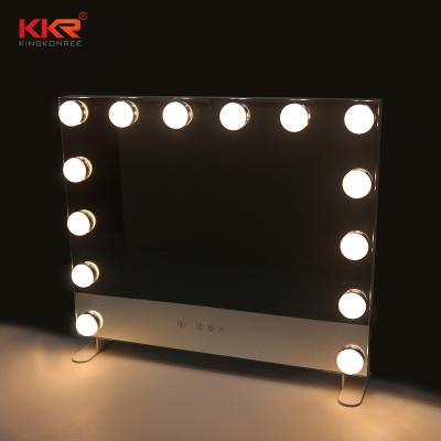 China LED Lighted Frameless Vanity Mirror With 14 17 Bulbs Hollywood Makeup Lighted Mirror 3 Mode Adjustable Touch Screen Make Up Mirror for sale