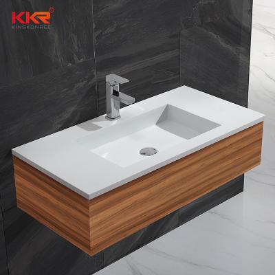 China Polished Popular Solid Outdoor Bathroom Vanity Cabinet Hotel Use Wash Hand Basin for sale