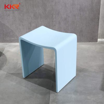 China Customize KKR Solid Outdoor Resin Stone Stool Blue Bathroom Shower Stool for sale