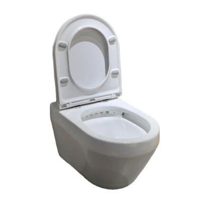 China Modern Wall Hanging Toilet With European Standard Bidet Enema Spout Toilet Bidet Wall Hung Rimless Toilet for sale