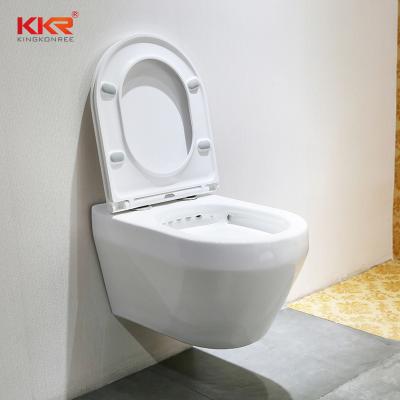 China Modern European Standard Ceramic Bathroom Wall Mounted Round Back To Wall Toilet Bowl With Seat Covers for sale