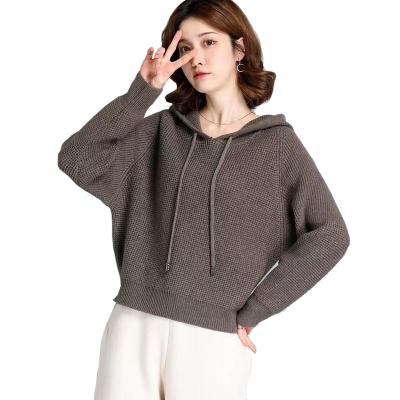 China Anti-wrinkle Hooded Sweater for Women's Autumn and Winter New Loose Knitted Sweater with Inner Layer and Outer Layer for Women for sale