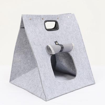 China Custom Made Portable Outdoor One Piece Cat House Comfortable Soft Handmade Felt Pet Felt House for sale