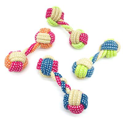 China Sustainable Custom Dog Cotton Rope Dumbbell Shaped Interactive Chew Toy for sale