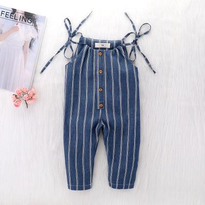 China Polyester/Cotton 2020 New Striped Summer Baby Kids Clothes Girls Baby Clothes Infant Suspenders Kids Overalls for sale