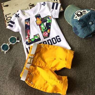 China 2020 Summer Factory Cotton Children Kids Shorts +belt Anti-static Wholesale Newborn Baby Boy Clothing Sets for sale