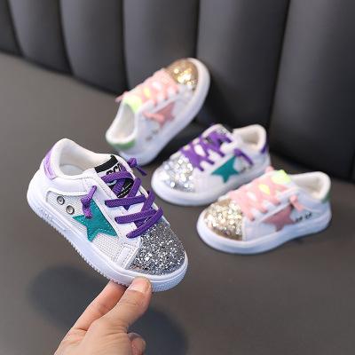 China Deodorization girls sports shoes spring and autumn new fashion baby shoes girls soft sequined unique shoes for sale