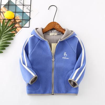 China 2019 autumn regular children's wear children's jacket boys and girls sports pull stripes fleece fleece shirt for sale