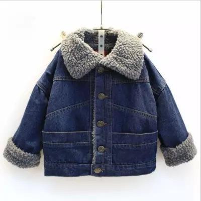 China 2019 Winter Baby Boutique Clothing Newborn Thickened Denim Coat Jacket Cashmere Lamb Coat Children's Anti-Shrink Collar Children's Wear for sale